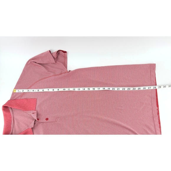 Lululemon Metal Vent Tech Polo 2.0 Mens XL Red White Striped Short Sleeve Shirt - Picture 6 of 7